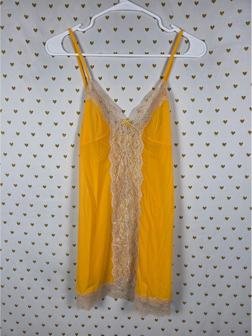 Victorias Secret Bright Yellow Stretch Slip Dress NIghtie Lingerie Small